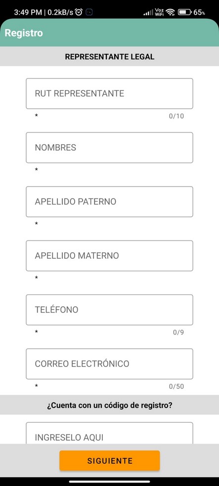 Datos del representante