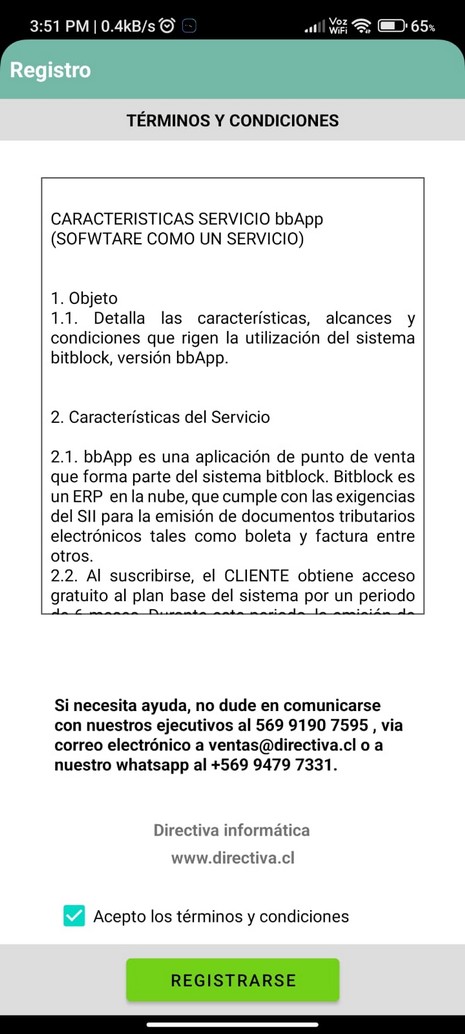 Términos y condiciones