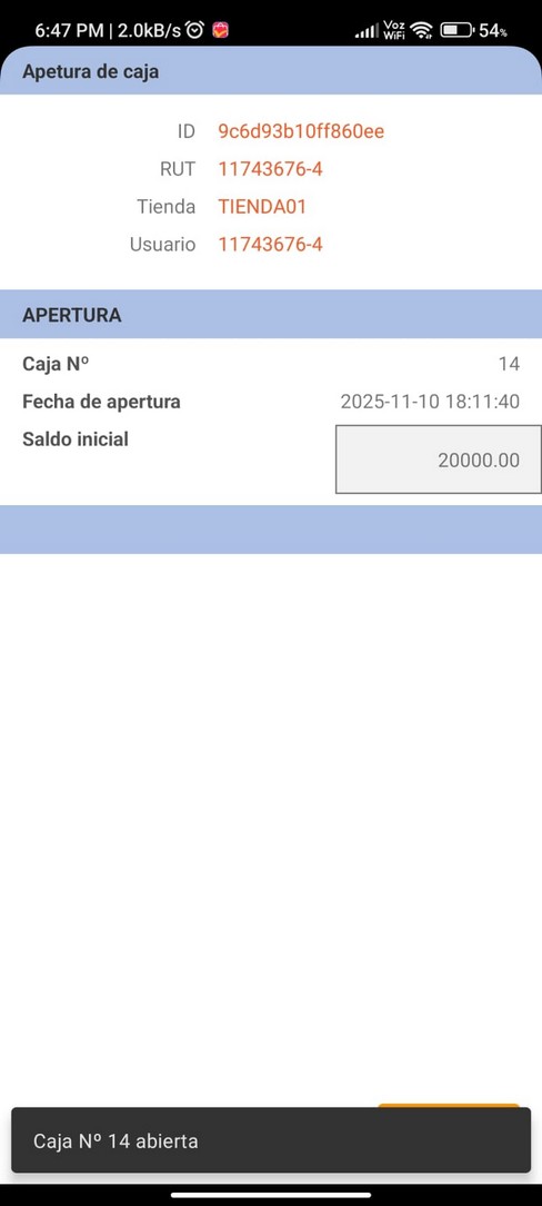 Pantalla de ventas