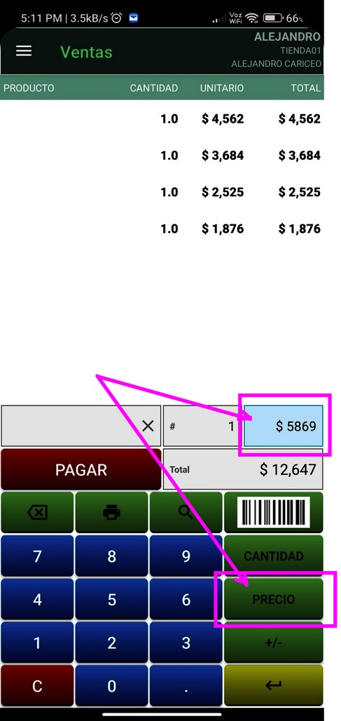 Venta solo con montos