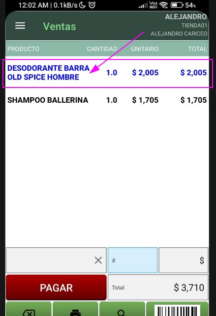Ticket de cambio impreso