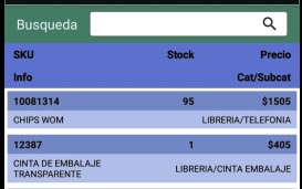 Menú productos