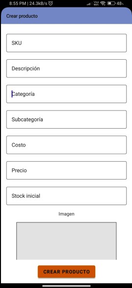 Confirmación creación producto