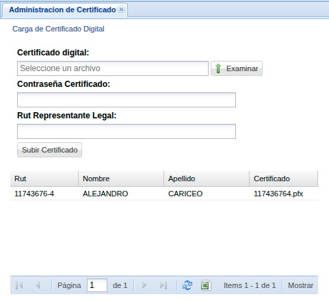 Carga de archivo CAF